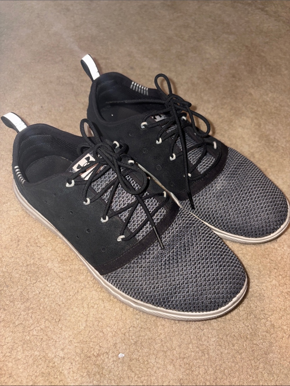 Under Armour Women's Black and Gray Knit Lace-Up Sneakers